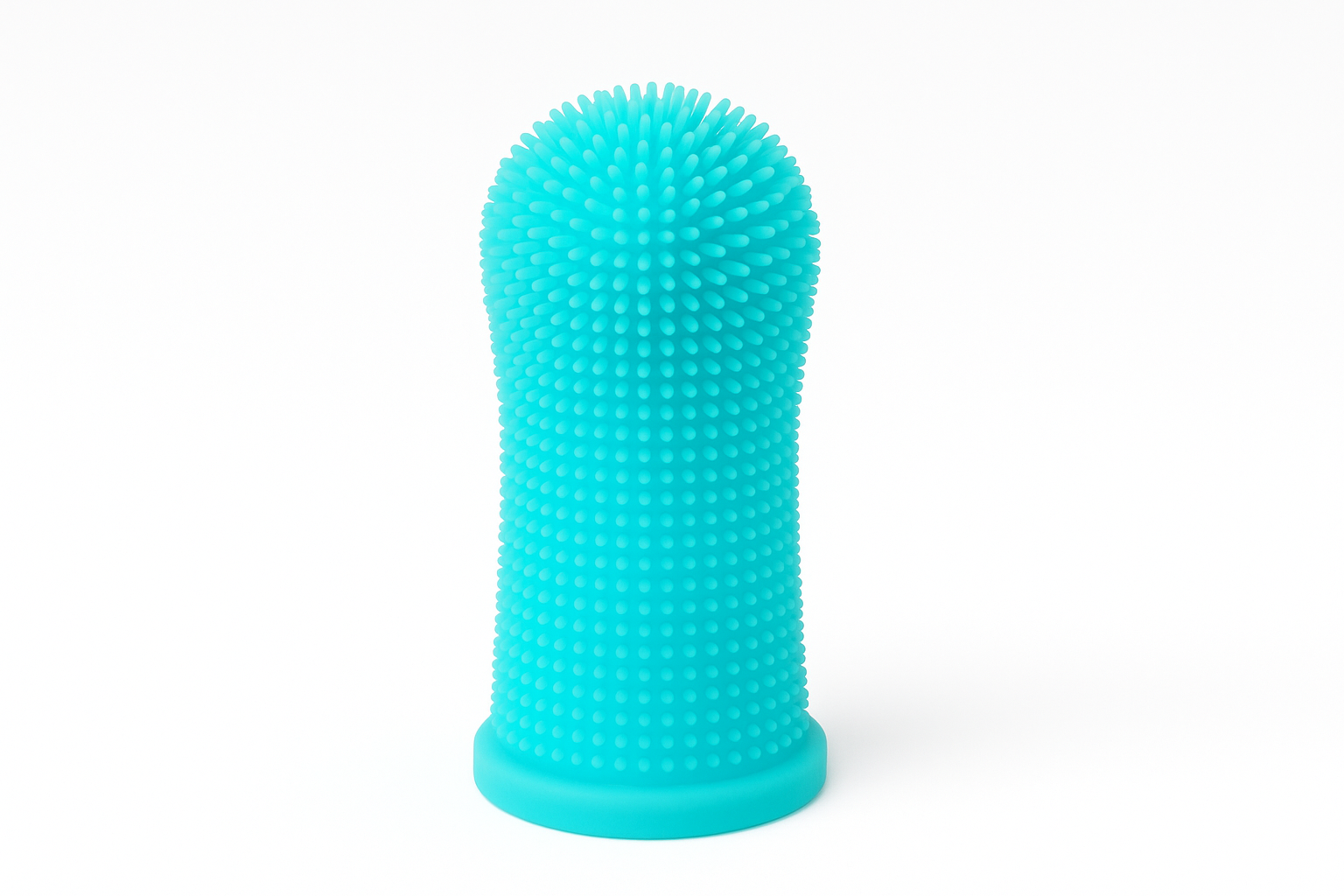 Blue finger toothbrush with white background