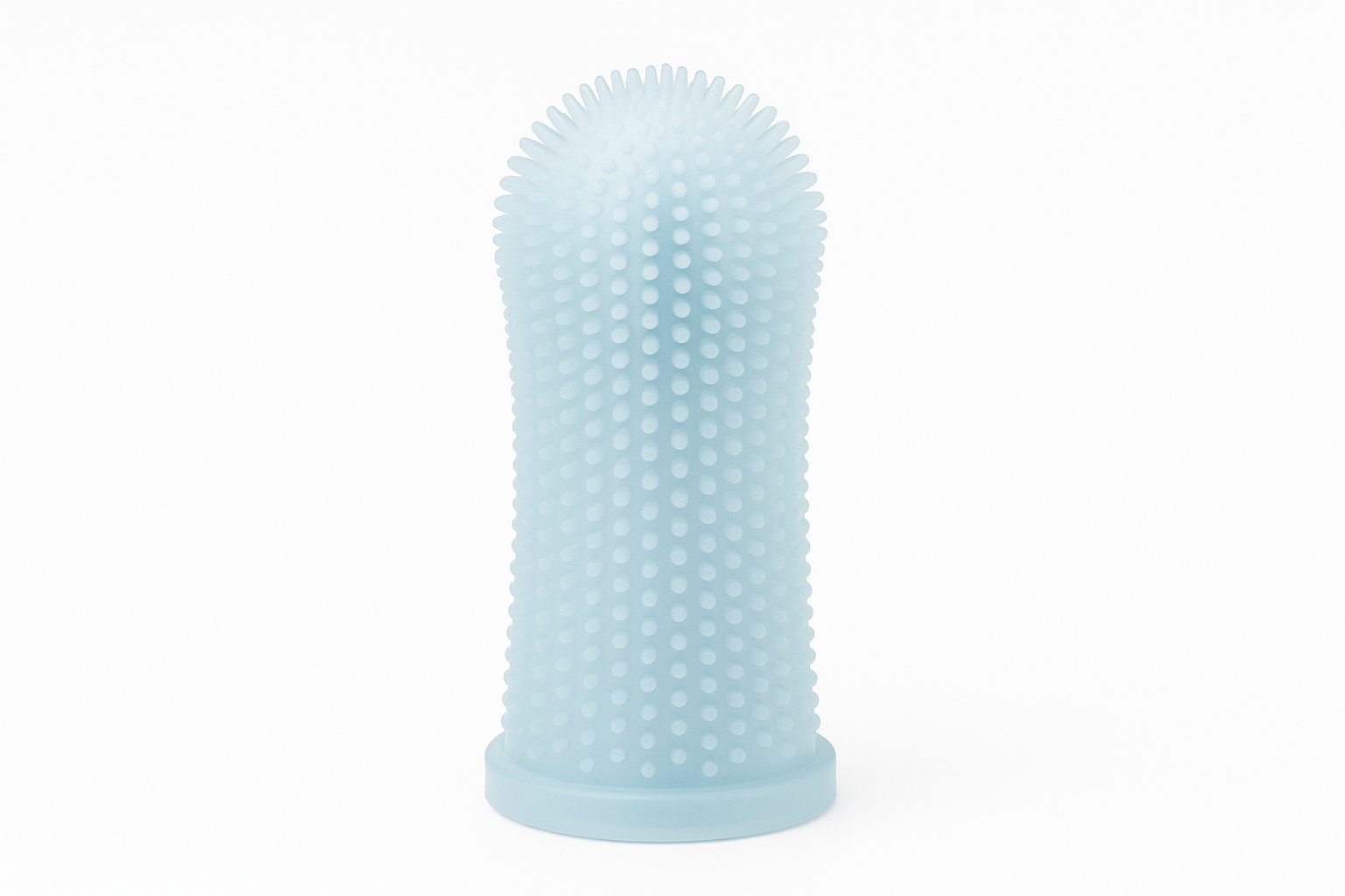 Clear finger toothbrush with white background